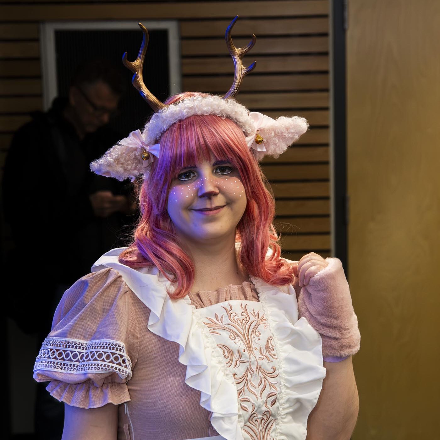 Woman in pink cosplay at WCSFA's 2024 MiniCon: Here Be Dragons. (photo © STUART PRESTON)